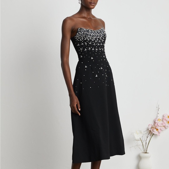 MELISANDE BLACK EMBELLISHED MIDI DRESS - S - Picture 4 of 12